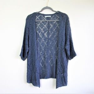 Maurices blue pointelle knit open front cardigan